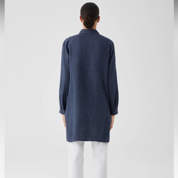 Eileen Fisher deep navy linen button down - Picture 2 of 8